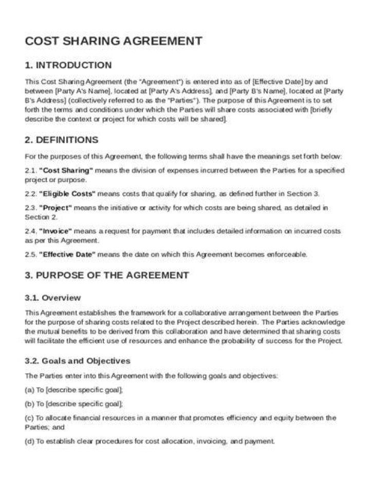Cost sharing agreement - How To Discuss
