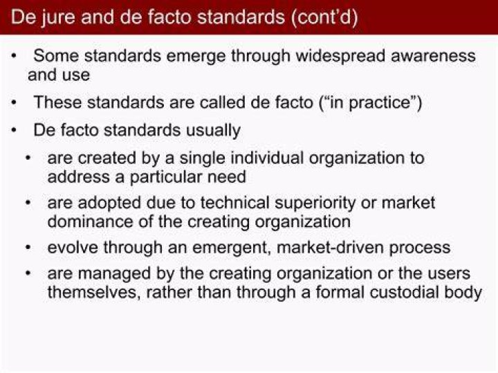 De facto standard - How To Discuss