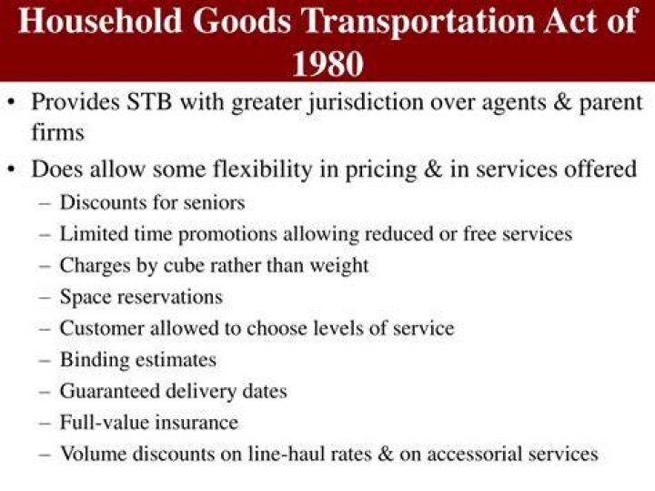 Household Goods Transportation Act Of 1980