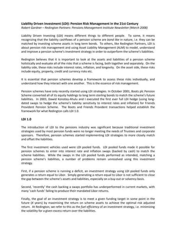 Liability Driven Investment (LDI) - How To Discuss
