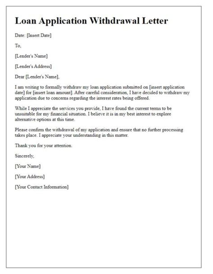 Loan Withdrawal Letter - How To Discuss