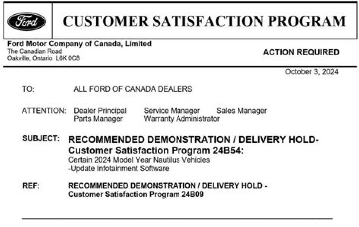 Manufacturer Customer Satisfaction Program Issued