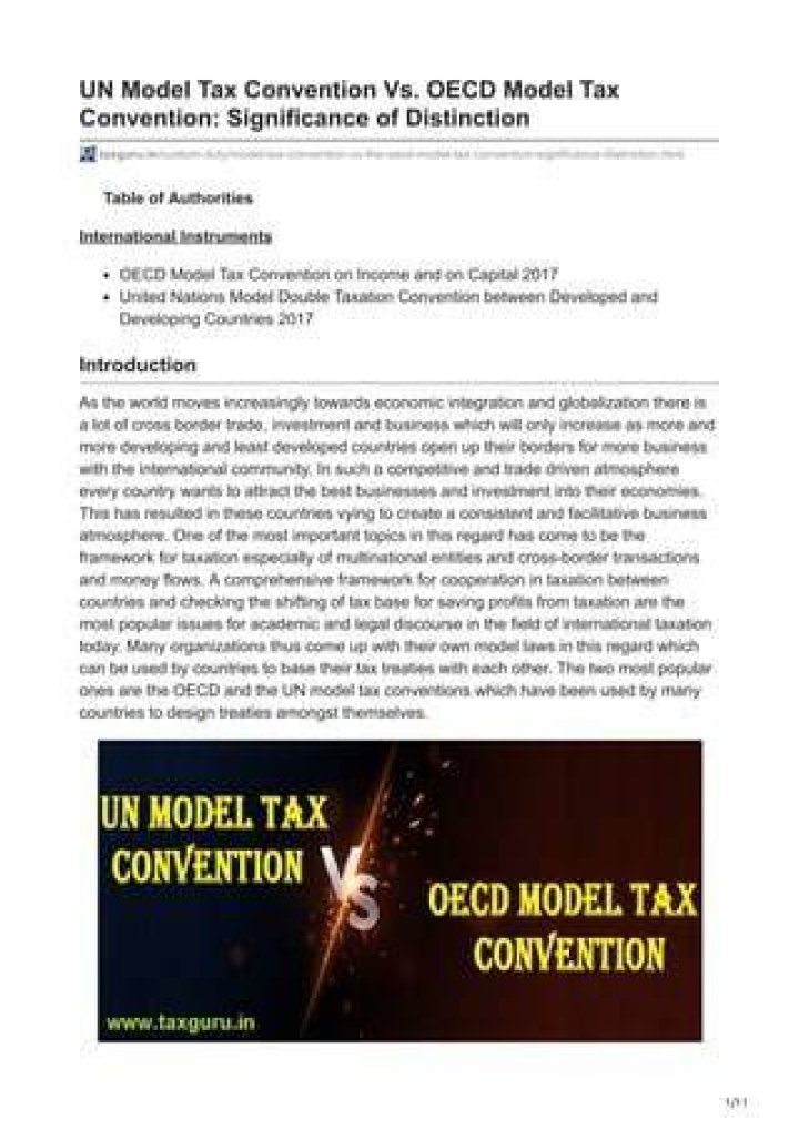 Model tax conventions - How To Discuss