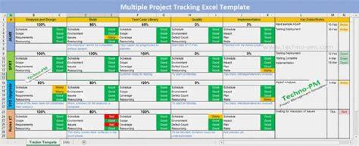 Multiple project tracking template excel
