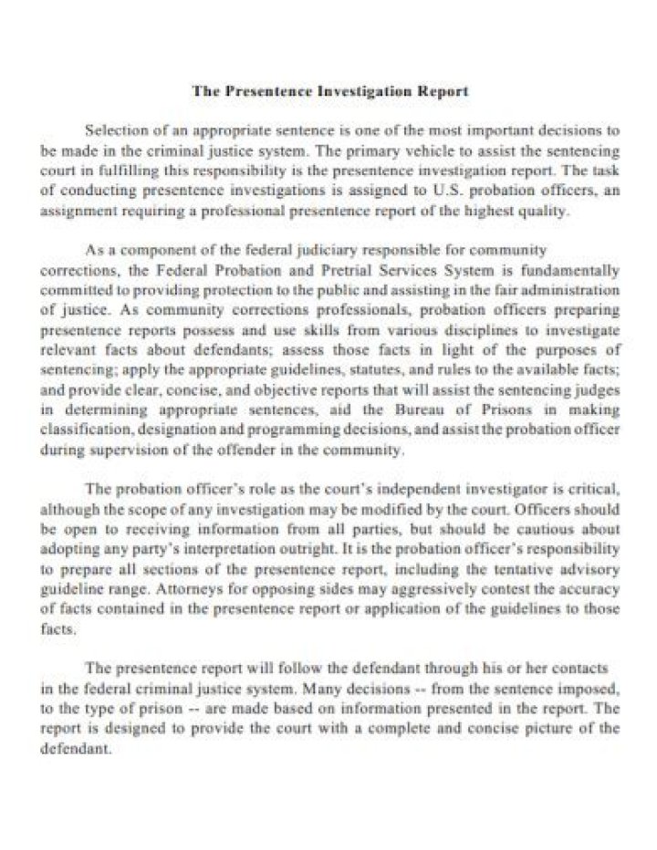 Pre-Sentence Report - How To Discuss