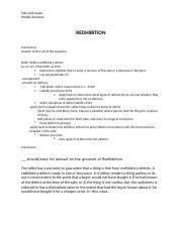 Redhibitory Defects - How To Discuss
