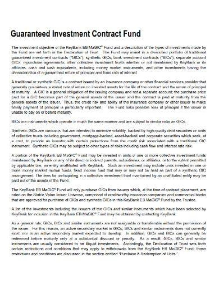 SYNTHETIC GUARANTEED INVESTMENT CONTRACT - How To Discuss