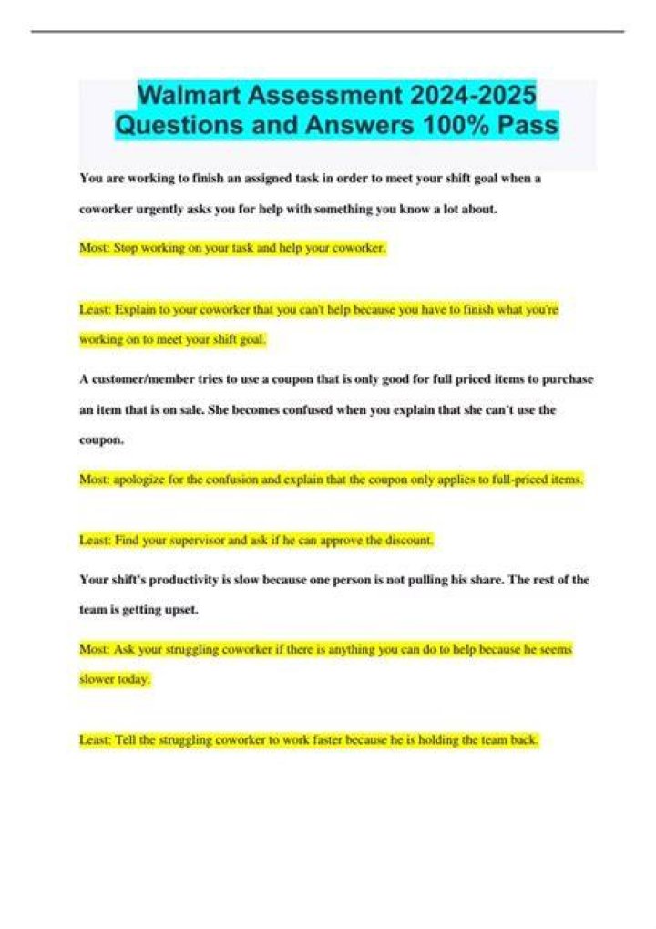 Take Walmart Assessment Test - How To Discuss